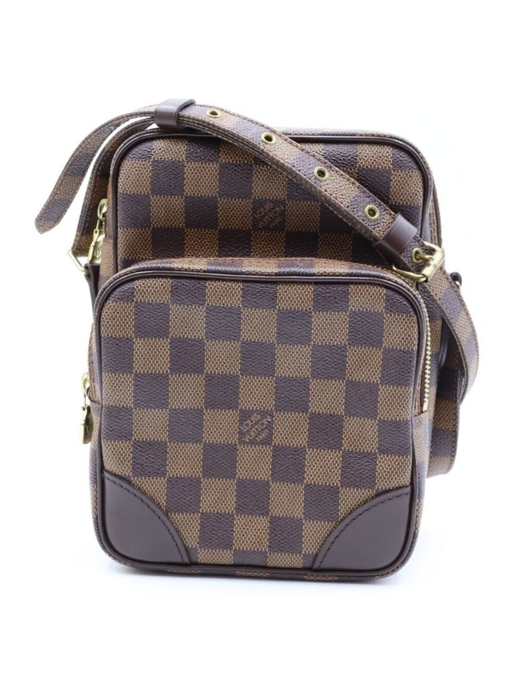 Louis Vuitton Damier Amazon Mini Shoulder Bag Brown Leather Gold